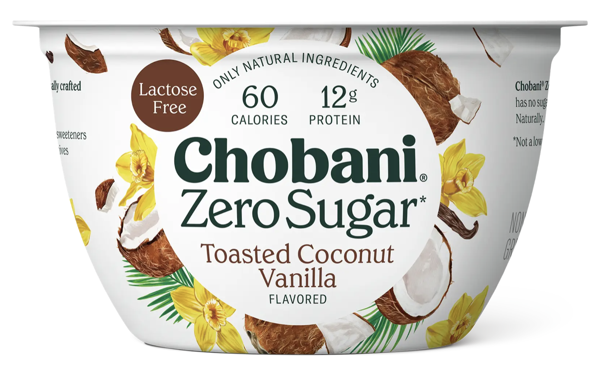 Chobani zero sugar-toasted coconut vainilla