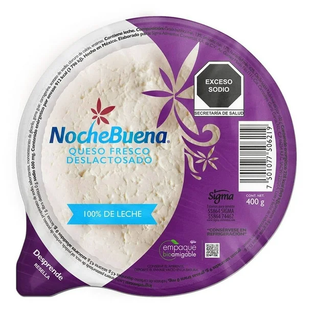Queso panela NocheBuena 43 deslactosado en bloque 400 g