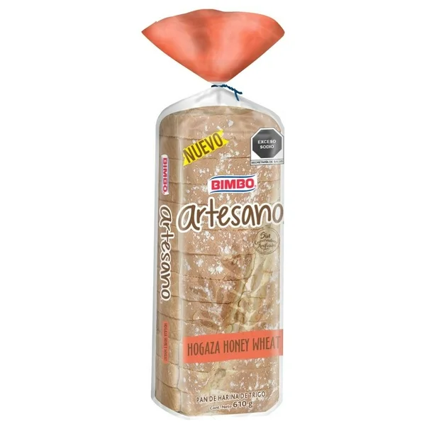 Pan de Caja Bimbo Artesano Hogaza Honey Wheat 610g