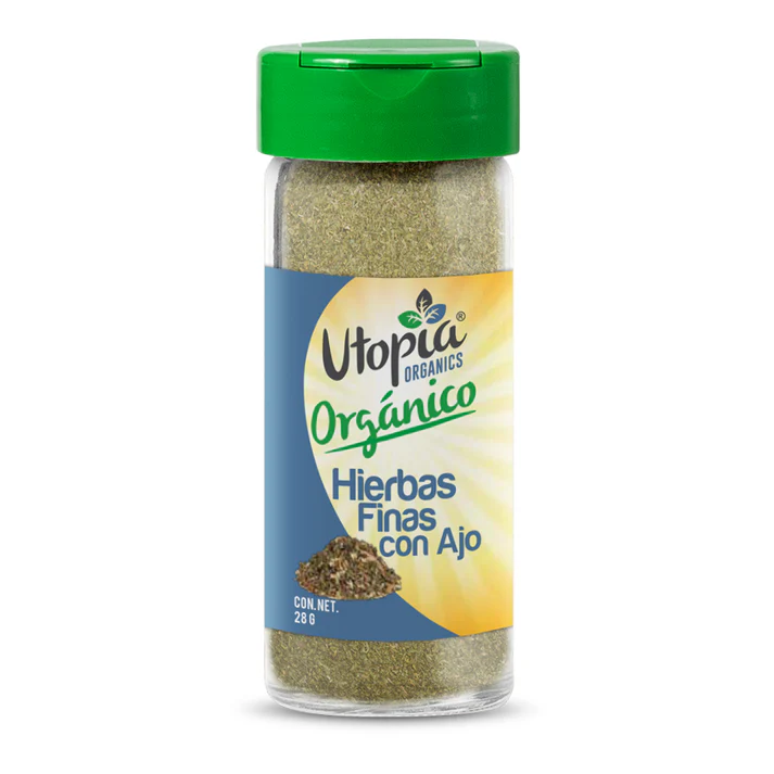 Hierbas Finas con Ajo Utopia Orgánico Frasco de Vidrio 24g