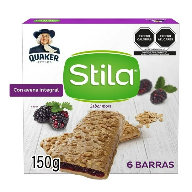 Barra de avena integral Quaker Stila sabor mora 150 g
