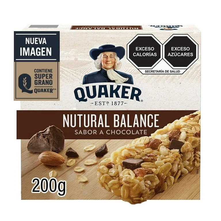 Barra de avena integral Quaker nutural balance sabor chocolate 200 g