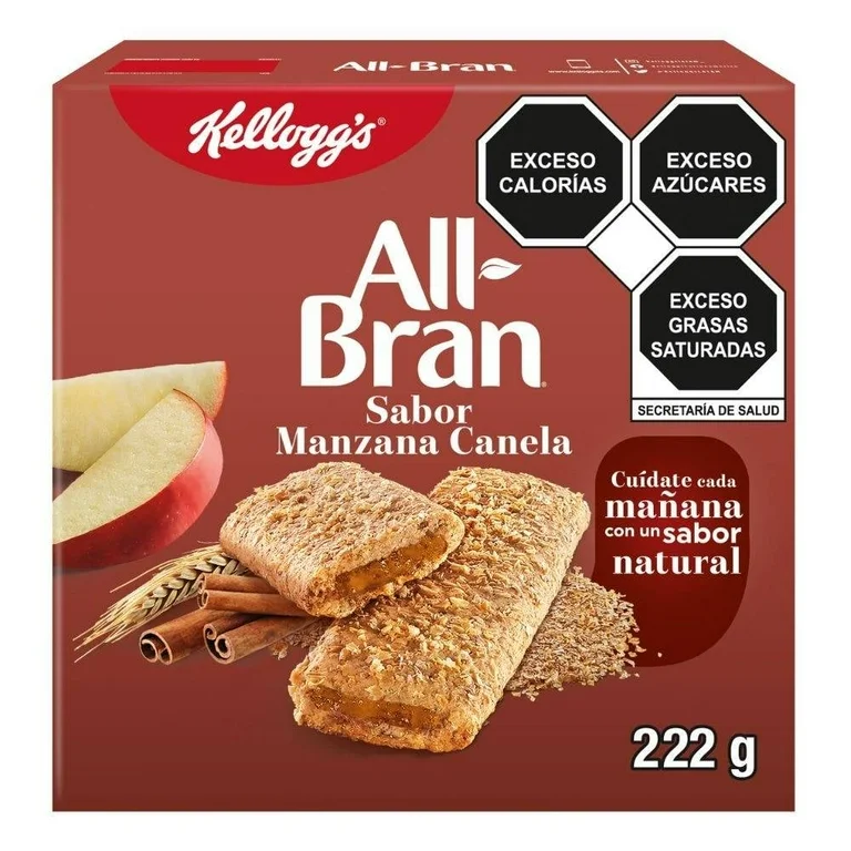 Barras de Cereal Kellogg's All Bran Sabor a Manzana Canela 222 g