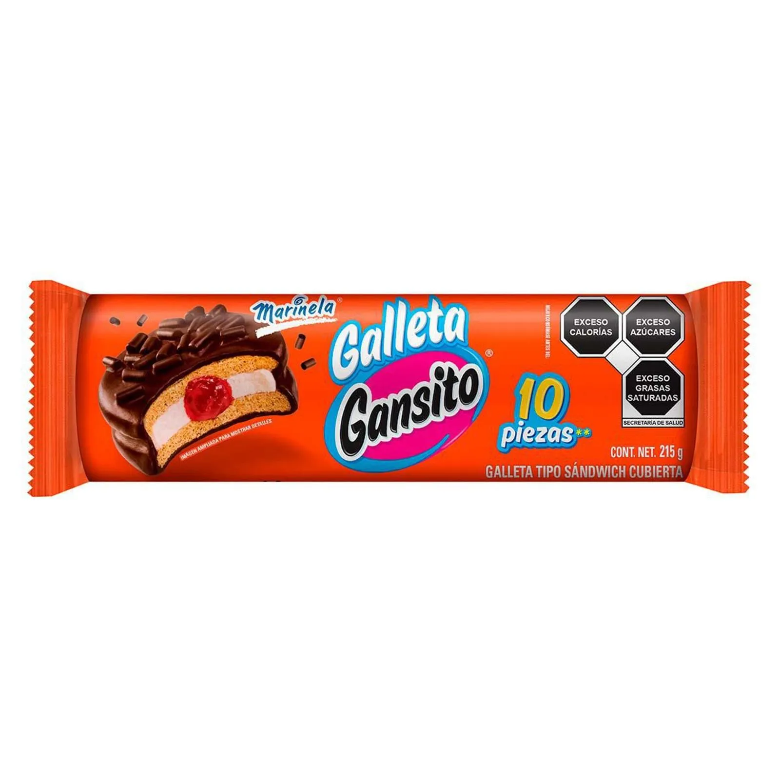Galleta tipo Sandwich cubierta Marinela Gansito